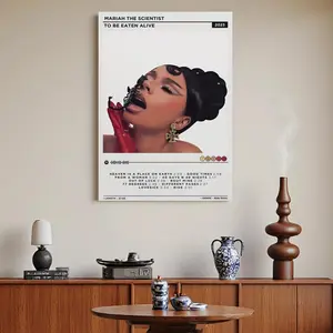 Framed 2D Flat, 1pc Frame - "Mariah The Scientist" to Be Eaten Alive Music Album Cover Canvas Wall Art, 2D Flat Poster with Hooks, Ideal for Bedroom & Office Decor, Great Gift for Valentine'S Day or Birthday, Music Wall Art, Bedroom Artwork, Bold Vis