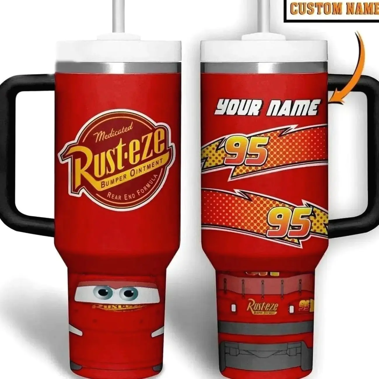 Custom Car Tumbler 40Oz, Personalized Tumbler With Handle, Cars Movie Lover Gifts