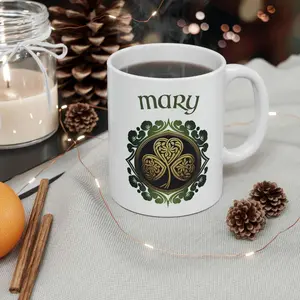 Personalized Celtic Shamrock Ceramic Coffee Mugs 11oz