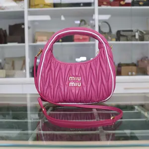 Pre-owned Miu Miu Leather Crossbody Bags Wander Matelasse Nappa Hobo Mini Bag In Pink