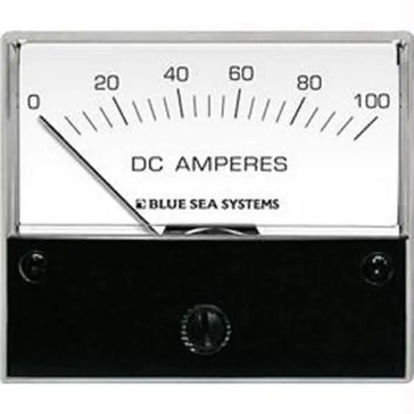 Blue Sea Portable DC Analog Ammeter - 2.75 in Face, 0-100 A DC Ampere Meters, Portable Ampere Meters