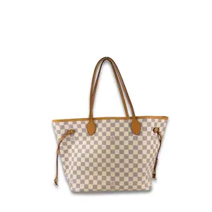 Pre-owned Louis Vuitton Coated canvas Shoulder Bags Damier Azur Neverfull MM