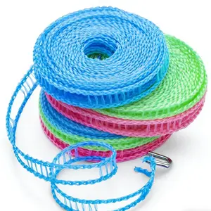 3/6 Rolls Indoor/Outdoor Clothes Drying Line, 196.85 Inches Long, No-Drill Installation, Multi-Purpose Magic Clothesline for Home & Travel, Windproof & Non-Slip