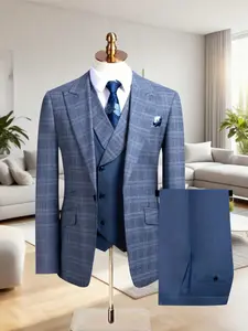 Men's 3pcs Suit Set, Wedding & Business Dress with Vest, Lapel Suit & Matching Trousers, All-Season Bamboo Rayon, Formal Attire