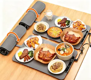 Warming Mat for Food, 2 Pack Food Warming Mat, Electric Warming Tray for Buffets Party with 7 Adjustable Temperature, 6 Timer, Fast Heating Silicone Food Warmer for Parties Home Travel Countertop
