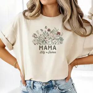 (LEAVE A NOTE or DM SHOP) Custom  Custom Mama Shirt, Mom Shirt With Names, Personalized Mama T-shirt, Mother's Day Shirt, Mama With Children Names TShirt, Plus Size Mom Shirt