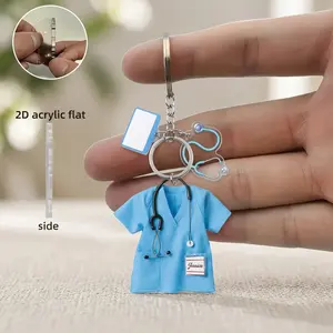 Nursing Life Acrylic Keychain - Blue Surgical Gown & Stethoscope Pendant, Hospital Badge Accessory, Nurse Gift, Extra Large Fashion Keychain for Medical Staff