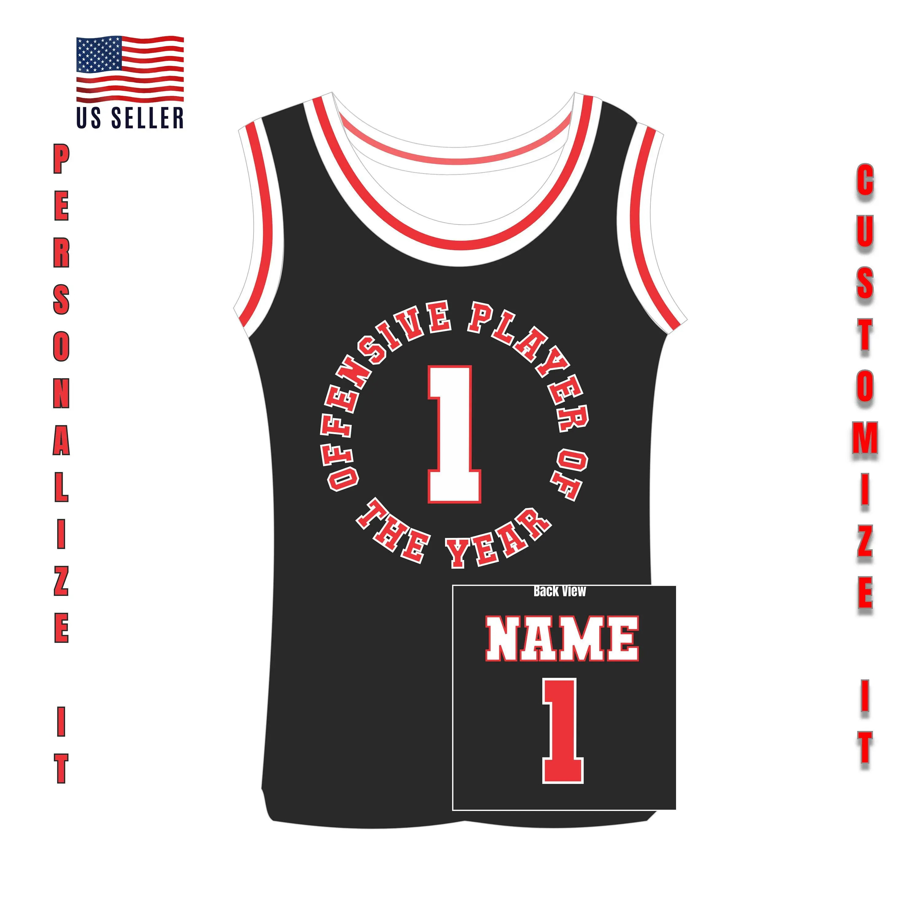 Offensive Player of The Year Custom Basketball Jersey for Adults – One-Year-Old Jersey with Personalized Name & Number