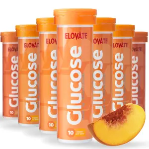 ELOVATE Fast Acting Glucose Tablets – 4g Each, Peach – Gluten Free, Fat Free, 1 Count (Pack of 80) – Quick Dissolving Energy Supplement