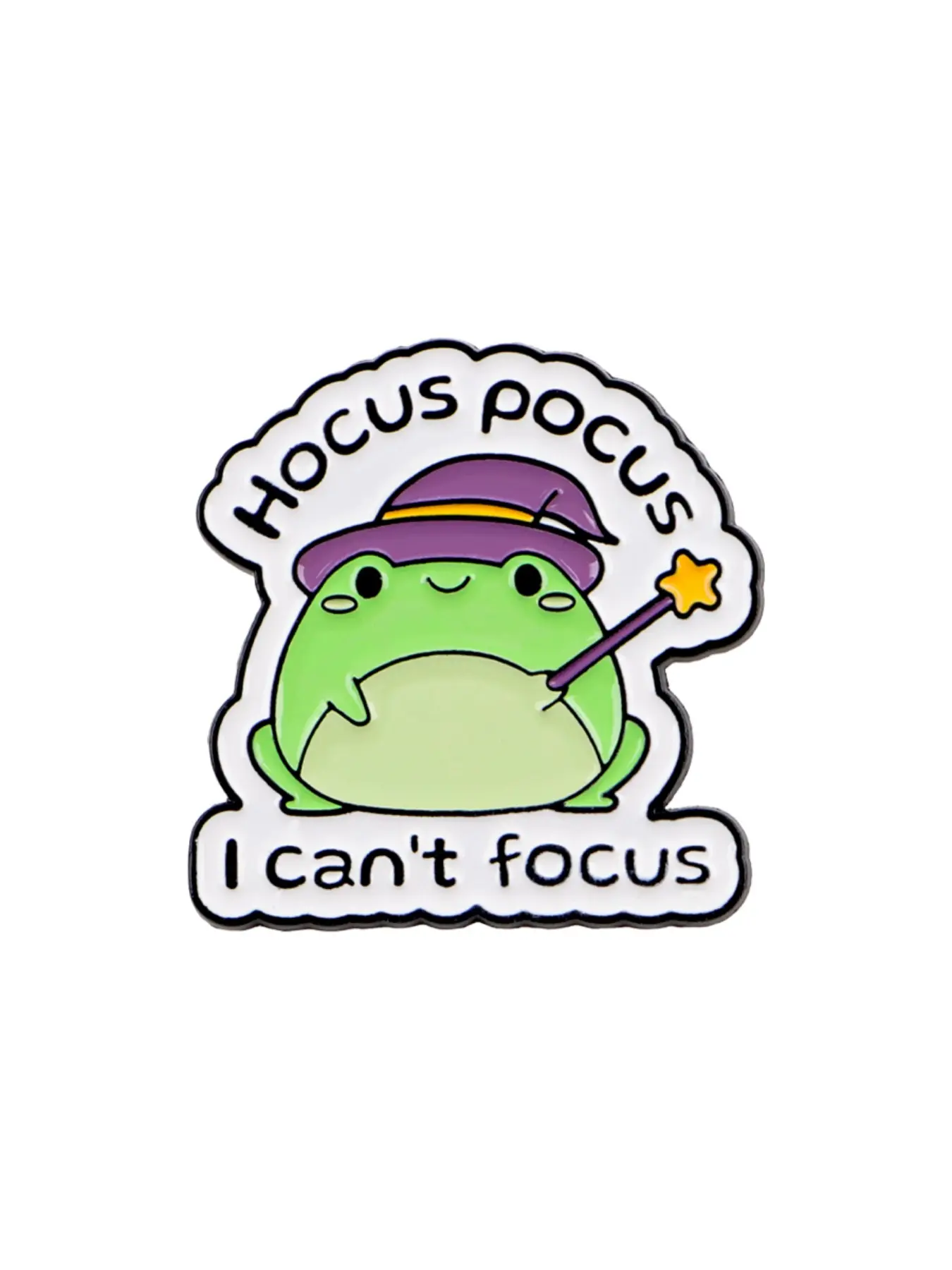 Hocus Pocus, I Can't Focus "Cute Magical Frog Cartoon Brooch And Badge, Fashion Accessory, Perfect For Backpacks, Briefcases, And Clothing Accessories, The Perfect Gift For Friends & Colleagues