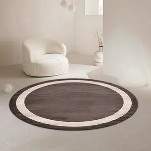 Round Floor Mat, Solid Color Circle Floor Carpet, Non-slip Floor Mat for Home Living Room Bedroom Coffee Shop Decor