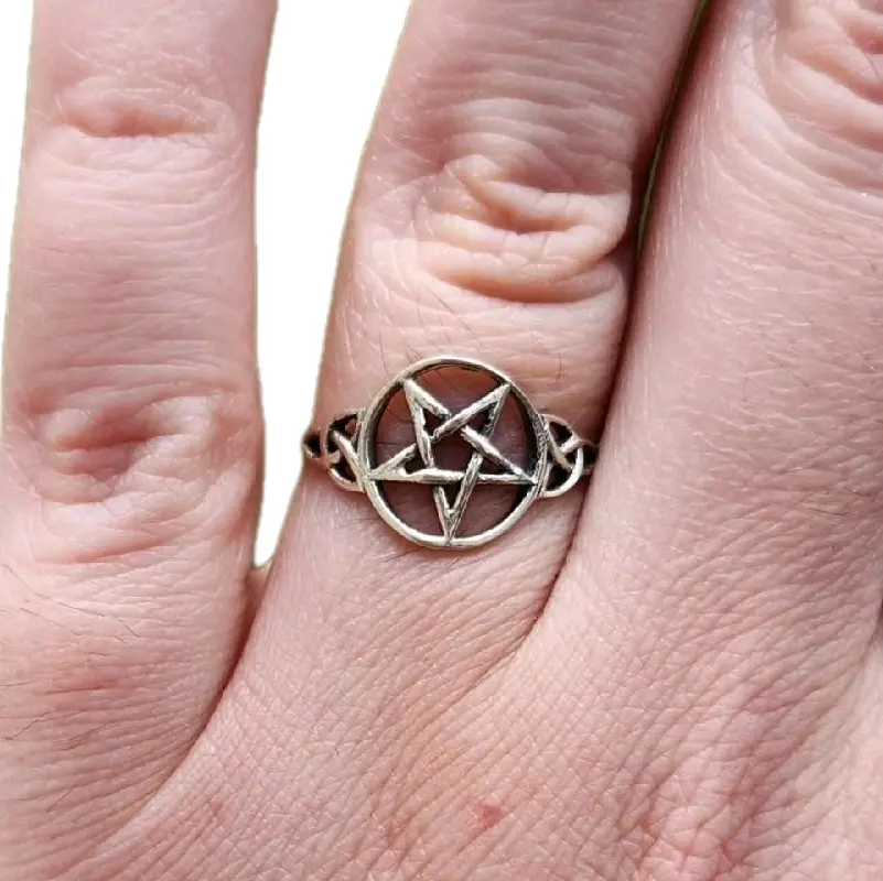 Sterling Silver Pentacle Knotwork Ring for Women - Handmade Jewelry