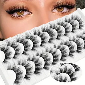 Essential Eyelashes! 10 Pairs 8D Magnetic False Lashes, Long Dense Look, Perfect for Photos & Live Streams, Lasting No Collapse