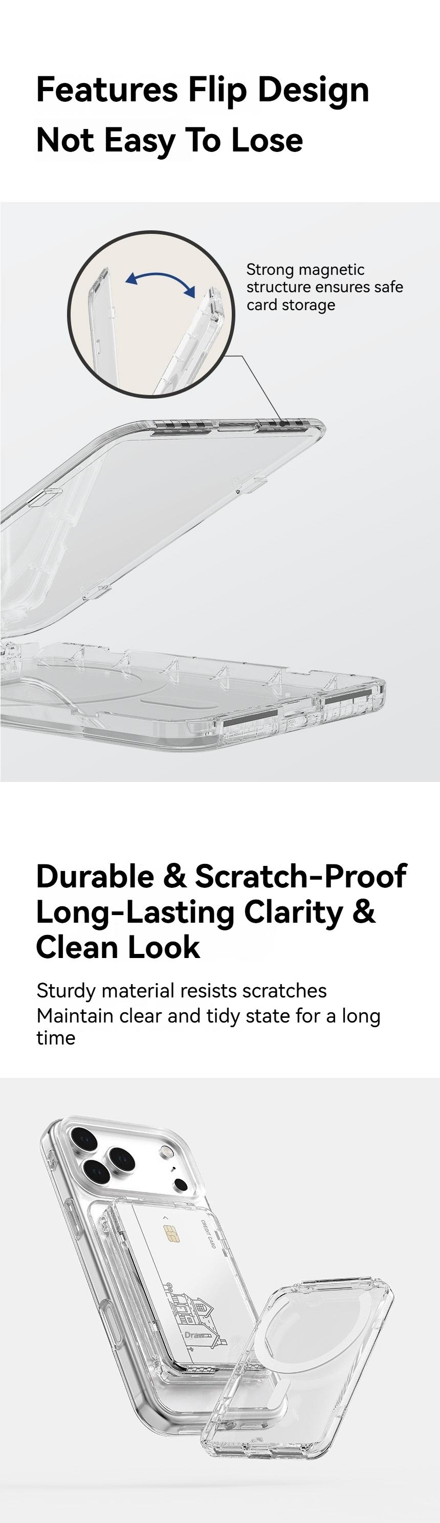 PC Transparent Foldable Flip Magnetic Card Holder Stand With ID & Card Storage