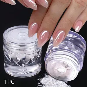 0.5g/Box Glazed Donut Pearlescent Chrome Powder 1PC Chrome Nail Powder Ice Transparent Aurora Chrome Nail Powder, High-Gloss Pearlescent Illuminating Iridescent Glitter Powder Metallic Pigment