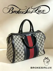 Pre-owned GUCCI Vintage GG Canvas Boston Bag | Web Stripe, Travel & Everyday Tote