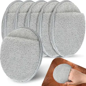 Cutting Board Oil Applicator for Oil Board Microfiber Cloth Applicator for Cutting Boards, Wooden Spatula, Spoon and Other Utensils Polishing Machine 5 Inch Diameter(Grey) 6 PCS
