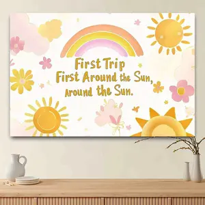 2D Sun Theme Backdrop, Colorful Sun Cloud Rainbow Pattern for Birthday Party Decor, Versatile Wall Hanging for Home & Outdoor Use