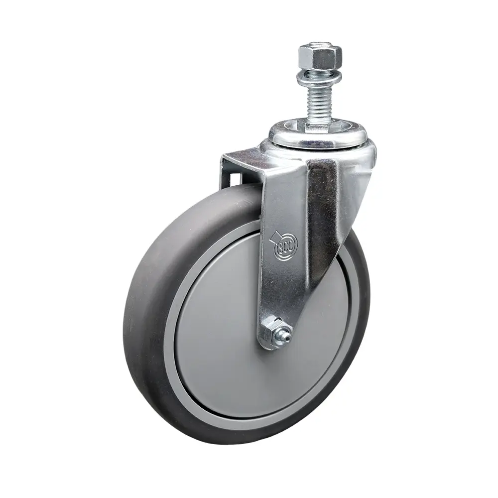 Service Caster SCC-TS20S614-TPRB-121315 Thermoplastic Rubber Swivel Threaded Stem Caster - 6 x 1.25 in. Gray Wheel & 0.5 in. Stem - 300 lbs Capacity per Caster