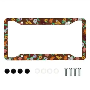 [AUTEY]License Plate Frame for Car,Flower Piano Surprise Song Plate Frame with Screws for Standard Us Canada License Plate Holder, Stainless Steel Car Accessories 12x6 Inch