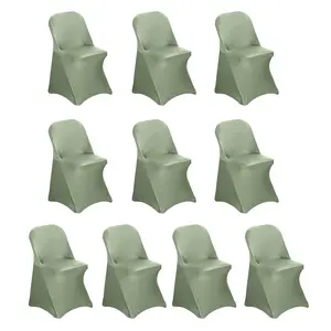 10 Pack Stretch Spandex Chair Covers Dusty Sage Green for Folding Chairs - Durable 160GSM Fitted Slipcovers