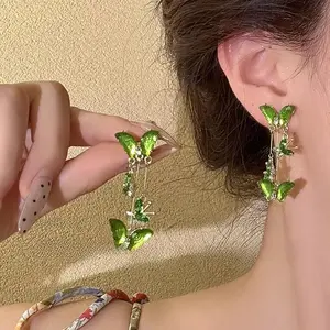 Ethereal Butterfly Tassel Earrings - Exquisite, Luxurious, DDES0191 Cool and Sophisticated Fashionable Ear Accessories 14K Gold-Plated