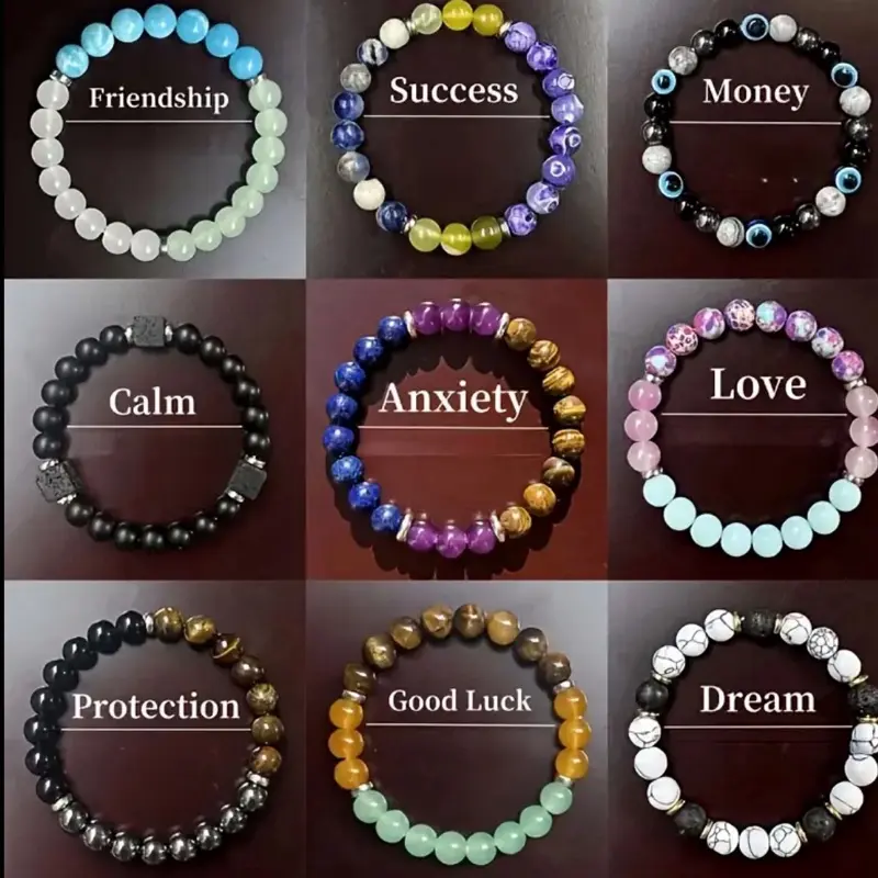Crystal Bracelets, Symbolizing Peace, Wealth, Glory, Friendship, Luck, Love, and Protection - Fashionable Golden-Attracting Pink Crystal Bracelets for Daily Wear, Beaded Jewelry Accessories, Perfect Gift for Women and Moms, Jewelry Set