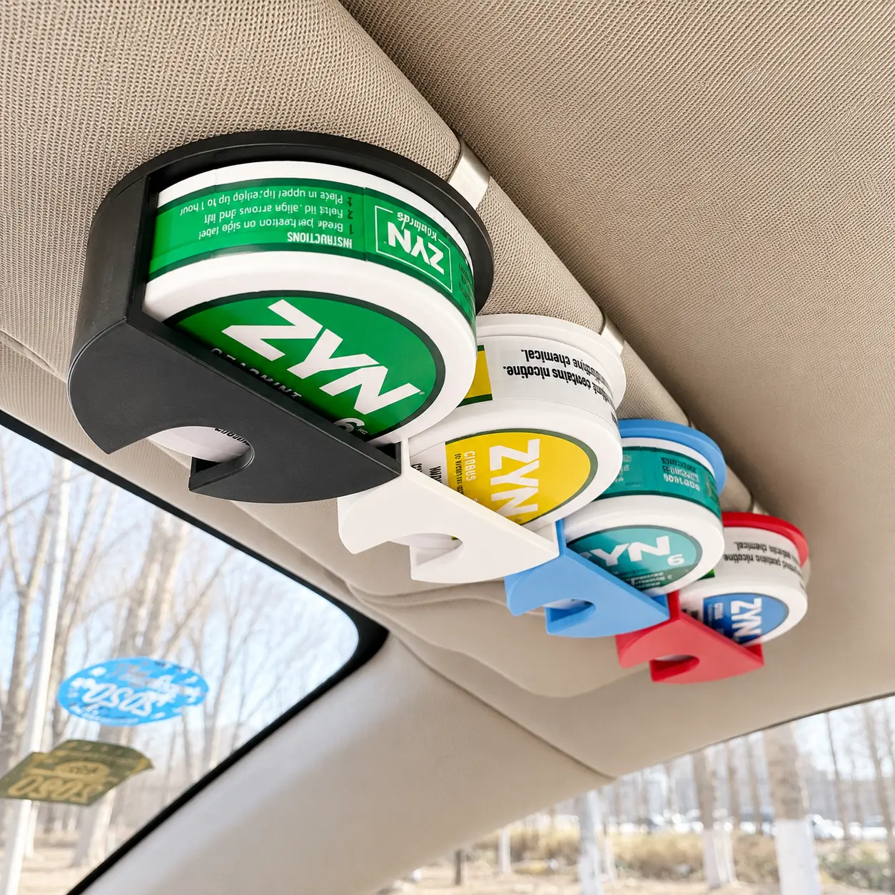 3D-Printed PLA Plastic Universal Holster for ZYN Pouch & VELO Containers, In-Car Storage for Cars/SUVs, Non-Toxic Durable Sleek Design, Quick Access Secure Hold, Sun Visor Clip Tool-Free Mount, Multiple Colors, Father’s Day Small Gift, Clips Easily, Minim
