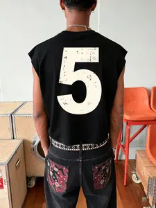 Men's Vest: Featuring a minimalist numeric graphic, this loose-fitting sleeveless top is a casual and versatile choice suitable for a wide range of occasions—from streetwear and daily wear to vacation getaways—making for an eye-catching outfit.