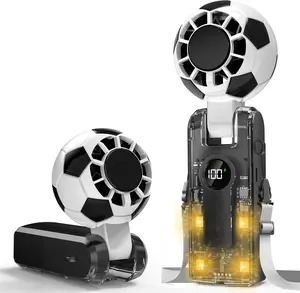 Portable Handheld Turbo Fan with Ice Cooling, 5 Speed Battery Rechargeable Foldable, 4-Mode LED Lights,Up to 12 Hrs,Small Portable Fan 2026 Football Event Gifts