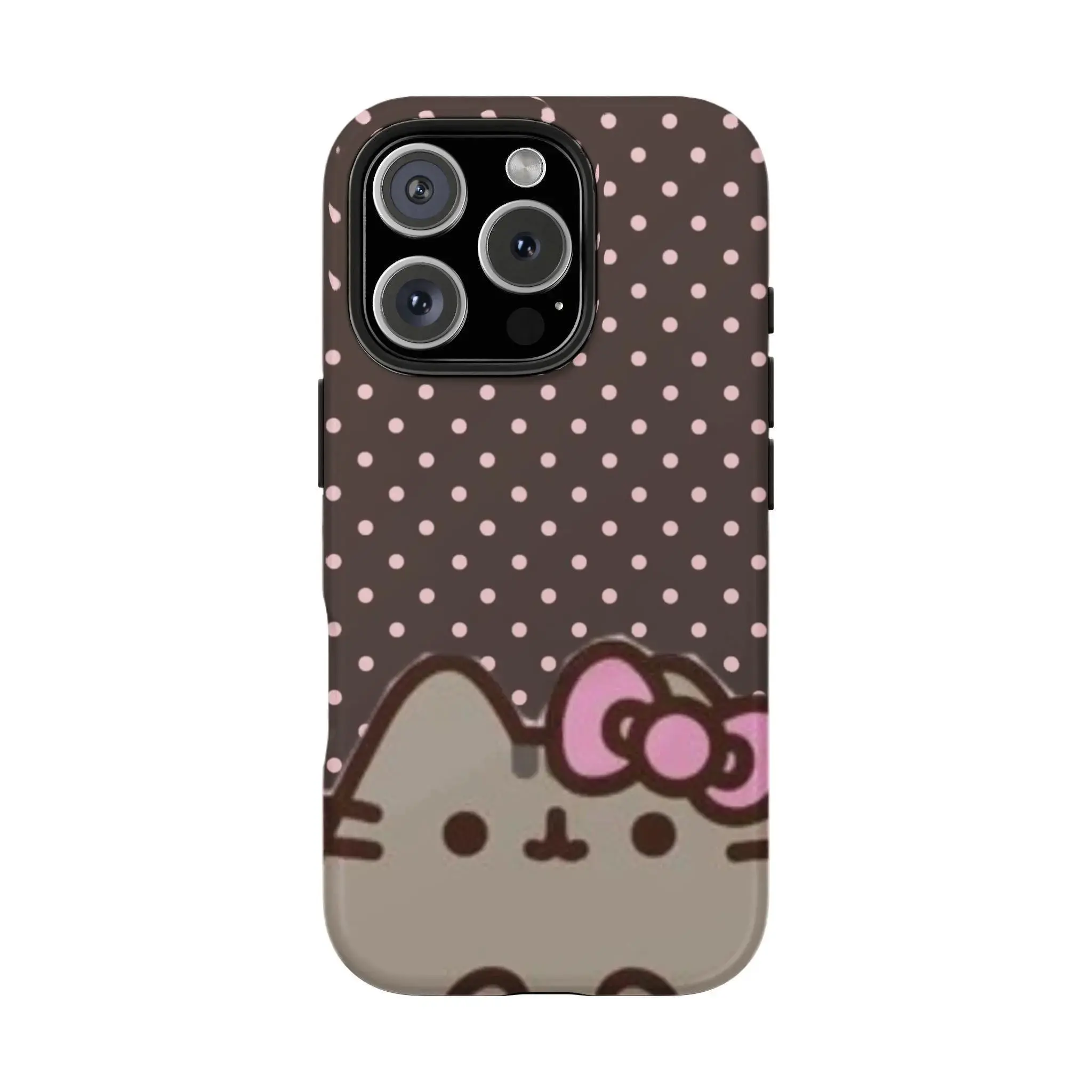 Pusheen The Cat Phone Case, Polka Dot Shockproof Case Cover Compatible With iPhone 16 15 14 13 12 11 Pro Max Plus