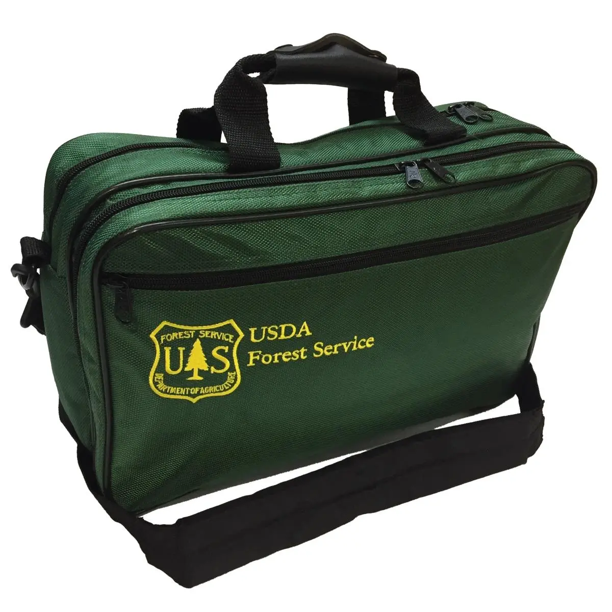 ToolPak Men's Waterproof Briefcase & Laptop Bag with US Forest Service Logo, Green, Waterproof Bag, Shoulder Strap, Usfs Logo, Nylon Weave, Multi-Compartment
