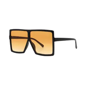Mad Shade Bold Black Flat Top Frame with Orange UV400 Lens – Oversized Retro Sunglasses for Unisex #07