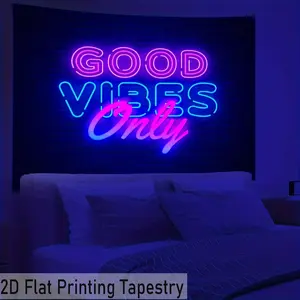 Neon Wind Good Atmosphere Tapestry, English Slogan Decorative Cloth, Cool Bedroom Dorm Background Wall Art, Popular Live Room Decoration, Home Bedroom Decor, Wall Hanging Tapestry