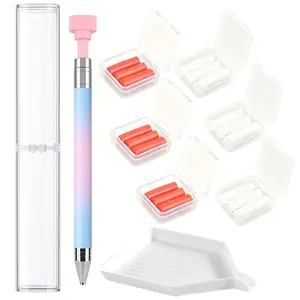 Automatic Wax Pen Diamond Art Tool Set, Includes 18 Waxes & Storage Box, Ideal for Nail DIY Crafts & Diamond Painting Accessories