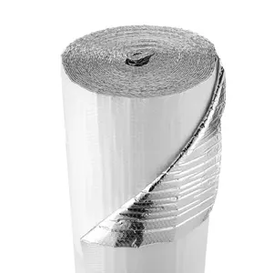 VEVOR Reflective Insulation Roll, Double-Layer Air Bubble Radiant Barrier, 6mm 48 in x 100 ft, Aluminum Foil White PE Film Heat Reflective Shield, Thermal Insulation Roll for Garage Door Window RV Roofs, Foil Layer