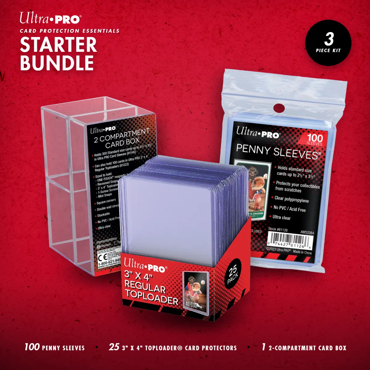 Ultra PRO Beginner Card Protection Kit: TOPLOADER, Storage Box & Free PENNY SLEEVES