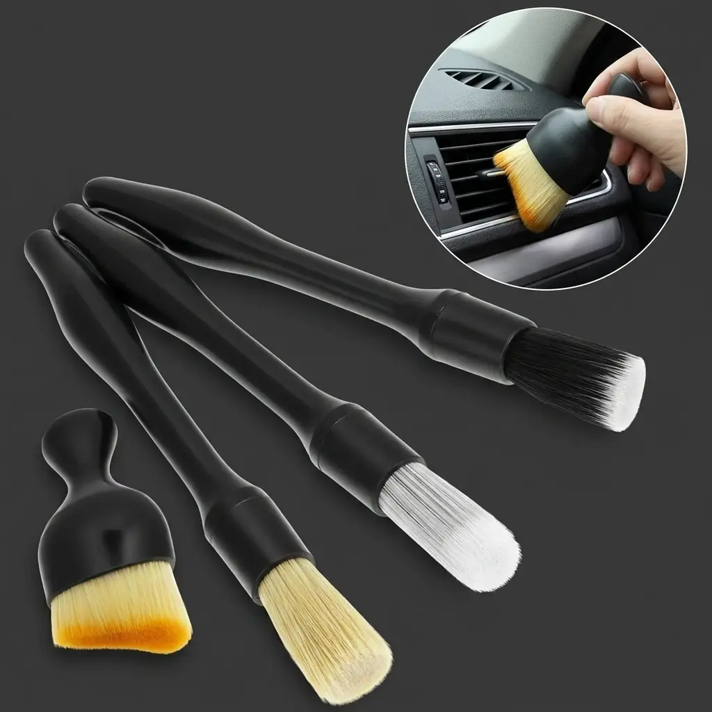 4PCS Car Detailing Brush Set, Ultra Soft Interior & Exterior Cleaning Brushes, Multi-Purpose Auto Cleaning Tools for Dashboard, Air Vent, Wheels, Leather & Crevices