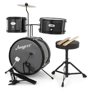 Garvee 3-Piece Junior Drum Set for Beginners with Tom-Toms, Snare, Bass Drum, Cymbal, Pedal, Drumsticks, and Throne Stool – Musical Instrument Suitable for Ages 3 to 8