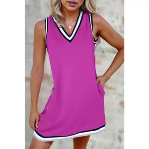 V-Neck Loose Fit Sporty Dress with Pockets