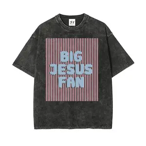 Unisex Big Jesus Fan Unisex Washed T-Shirt Plus Size Shirt Cotton
