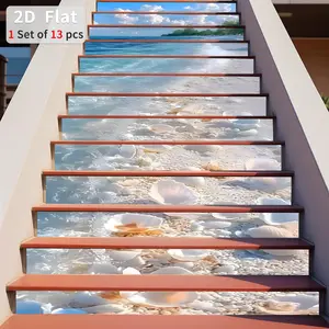 Geometric Pattern Stair Sticker, 13pcs/set Waterproof Self Adhesive Stair Sticker, Removable Wall Sticker for Home Decor, Decorative Wall Sticker