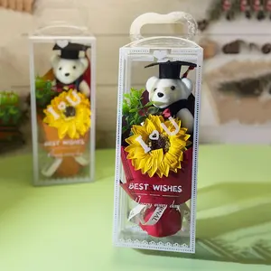 Graduation Party Photo Handheld Flower Bouquet, Sunflower Doctor Bear Holiday Gift, Home Decor New House Present Teacher Birthday Party Favor
