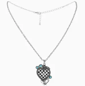 Checkered Heart & Boot Necklace - Black