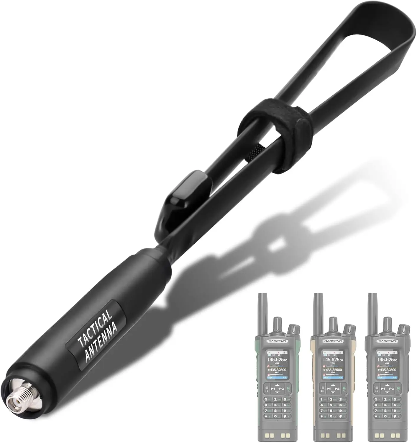 Baofeng UV-32/DM-32 High Gain Foldable CS Tactical Ham Radio Antenna, SMA Female Plug, 18.89-inch Dual Band VHF/UHF 144/430MHz Handheld Antenna for Baofeng Walkie Talkies (Camping, Mountaineering Use)