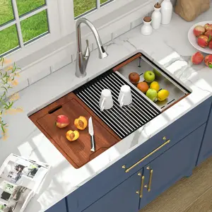 Lordear 33 Granite Composite Kitchen Sink Double Bowl Black Ledge Workstation 33"x19" Black Undermount 50/50 Low Divide Quartz Classic Composite Under Counter Basin