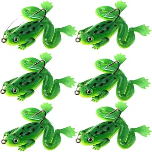 6 count PVC Frog Lure for Bass Fishing, Plastic Walleye Fishing Lures Soft Baits with PaddleTail for Freshwater Saltwater