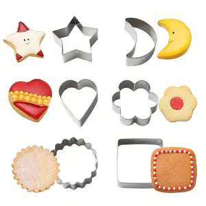 6PCS Stainless Steel Cookie Cutters in Star, Moon, Heart, Square, Flower Shapes, DIY Baking Tools for Creative Desserts, Cookie Cutters Home, Baking Supplies