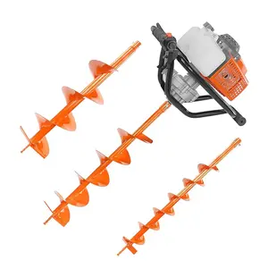72CC 2-Stroke Gas Powered Earth Auger ET720 Post Fence Hole Digger with 4" 6" 8" Bits for Garden Lawn Digging Easy Handlebar Grip