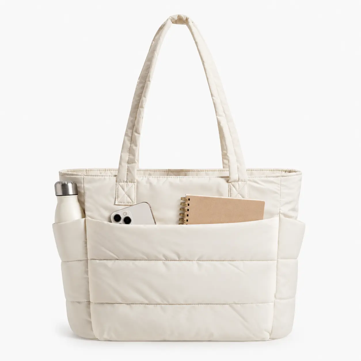 Puffer Tote Bag for Women - Quilted Laptop Shoulder Bag, Trolley Sleeve, and Multiple Compartments, Lightweight Travel & Work Nurse Bag Puffy Tote Bag Casual Shopping Bag